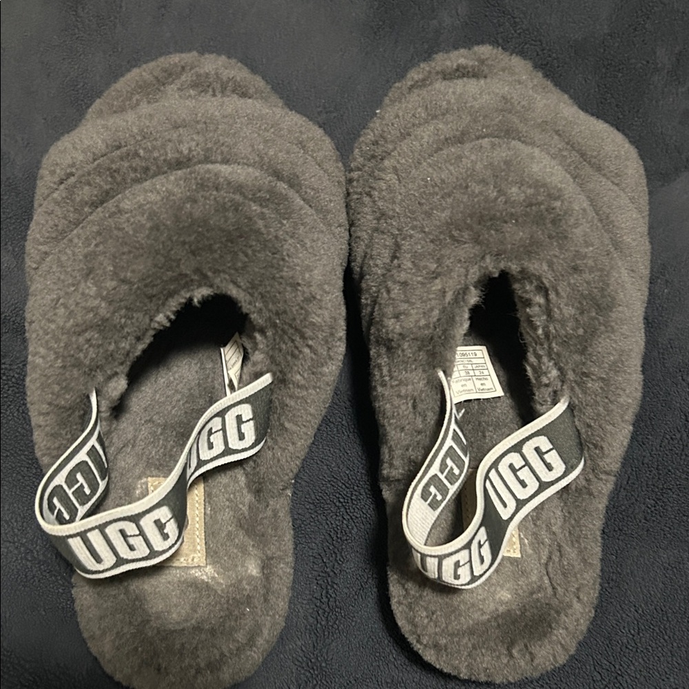 UGG Charcoal Fluff Yeah Slides